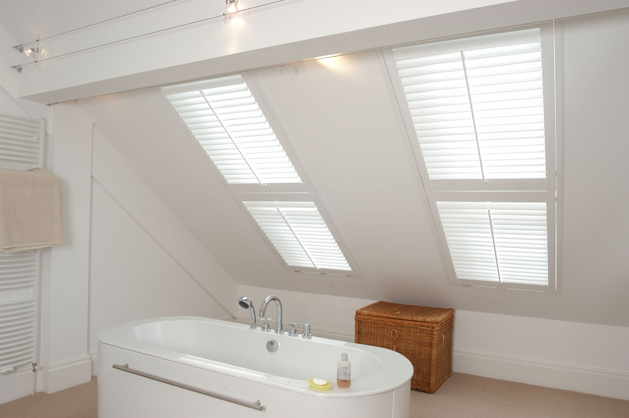 White Velux Tier on Tier Shutters - Hybrawood